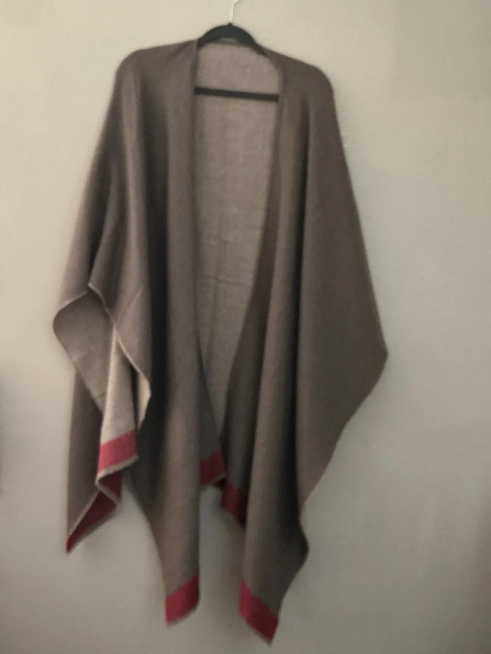 Alicia Adams Alpaca Taupe Wrap with Red Trim